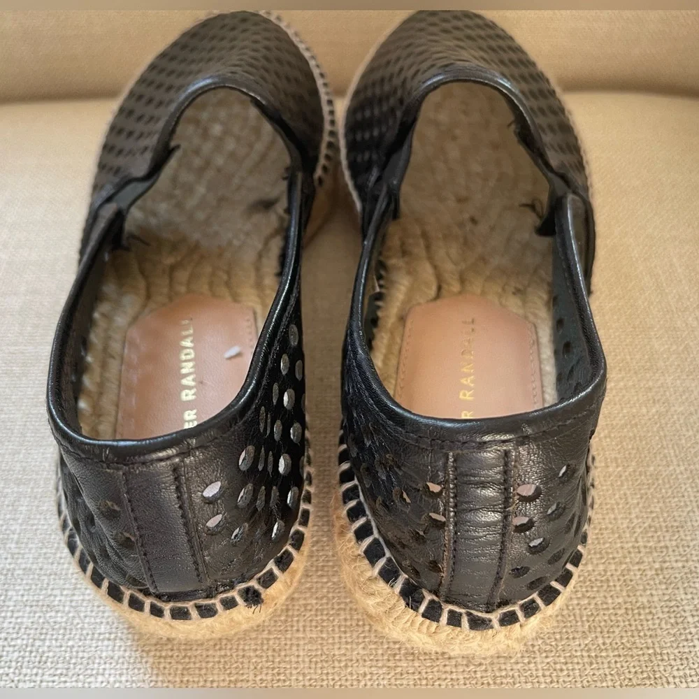 Loeffler Randall Rowan Black Leather Platform Espadrille Loafer Sneaker 40 9-9.5